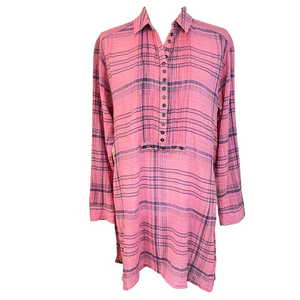 Anthropologie Pilcro Women’s Gauzy Cotton Pink and Blue Plaid Tunic Small